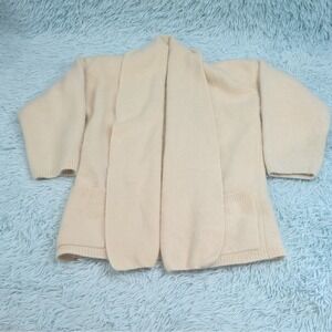 Adele Joyce Lambswool Angora Blend Cardigan Sweater Jacket Cream Fuzzy Medium